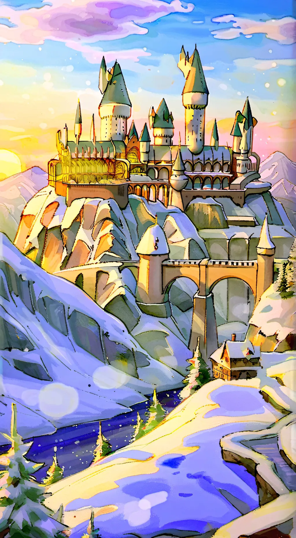 ai character: CHRISTMAS AT 🏰HP!! background