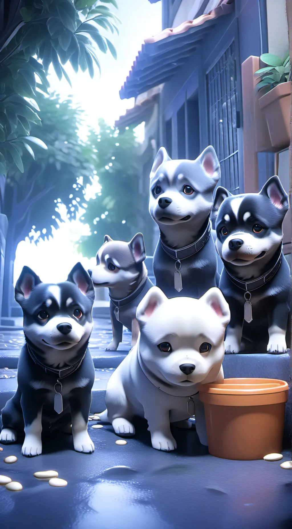 ai character: manada de perritos background