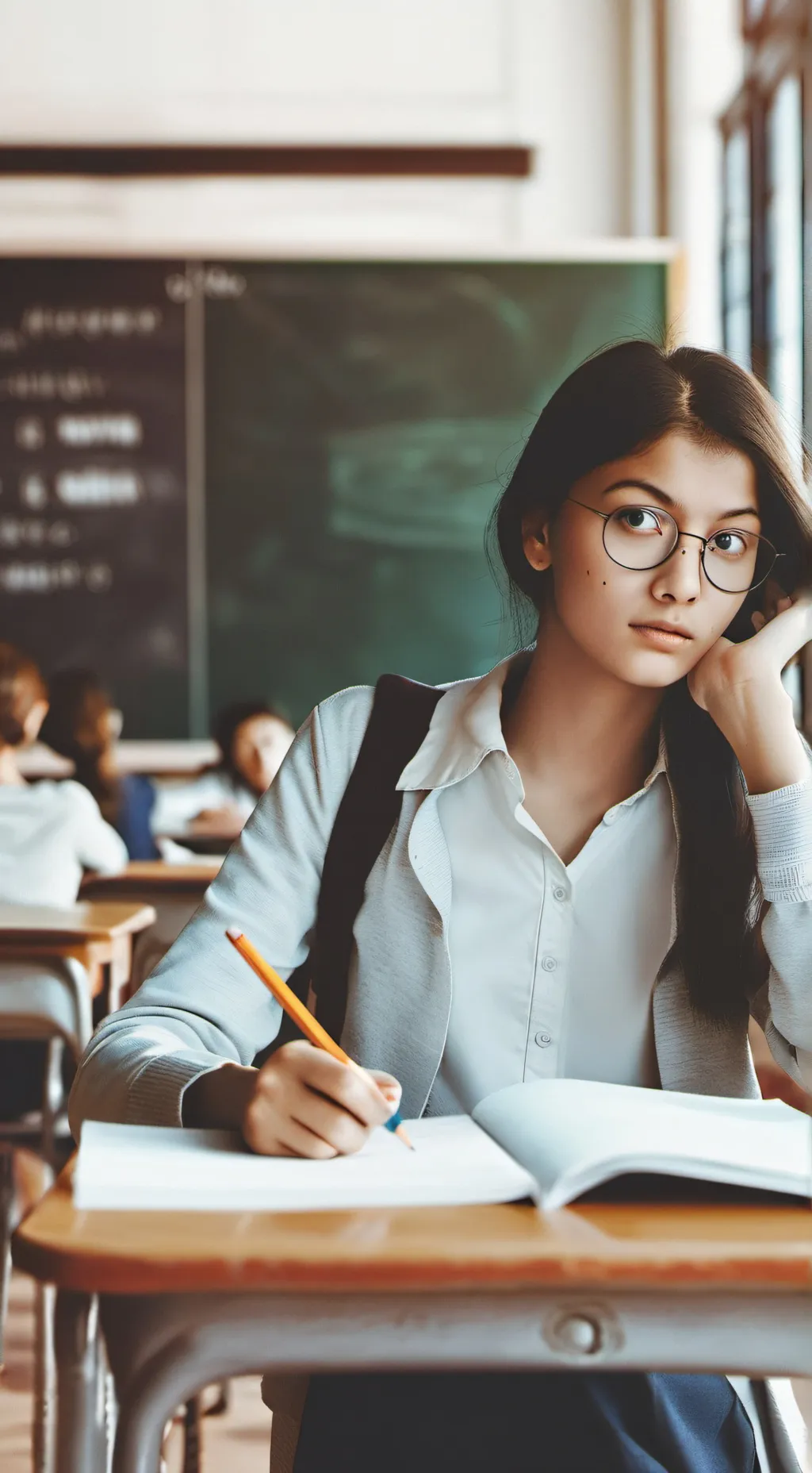 ai character: Nerdy girl background