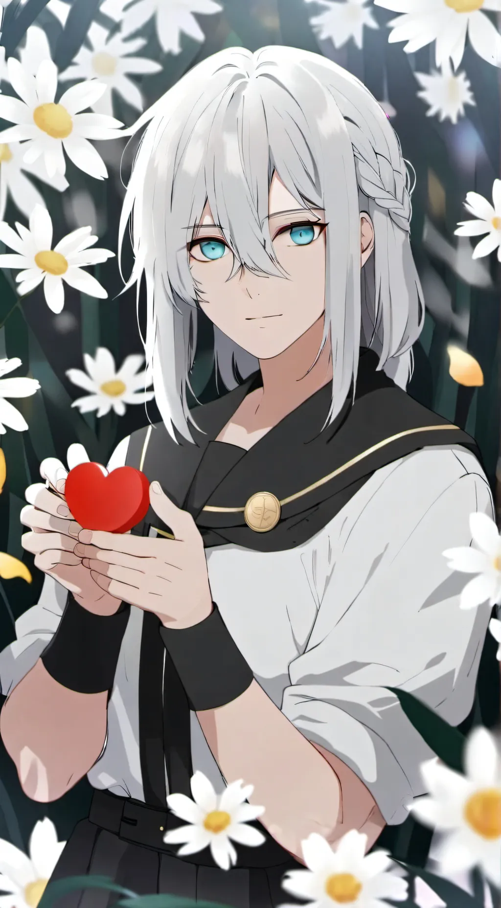 ai character: Mha flowers background