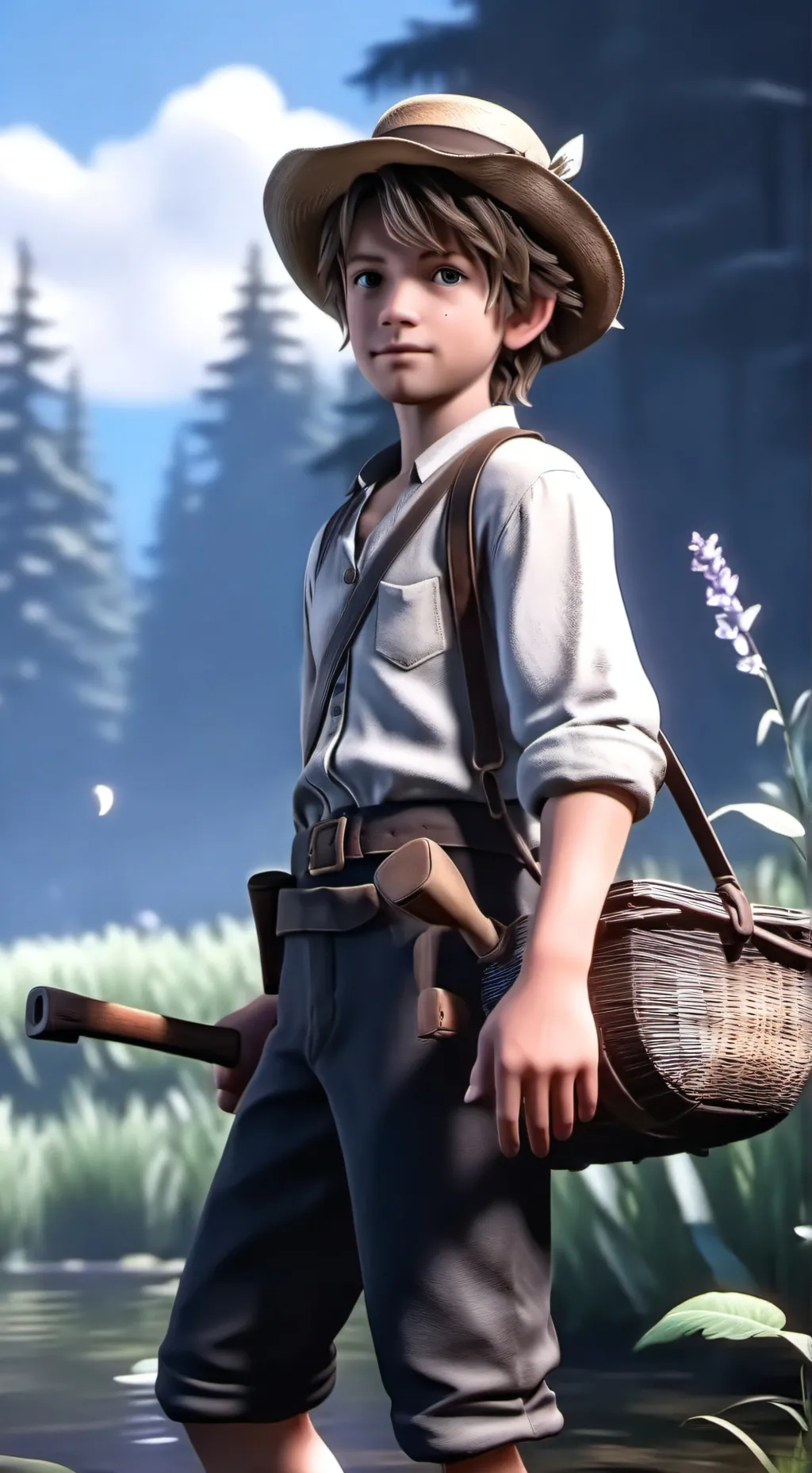 ai character: Tom and Huck  background
