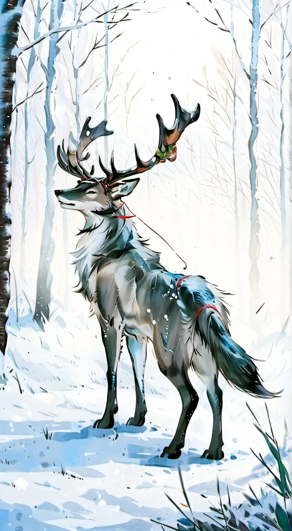 ai character: Reindeer Wolf Life background