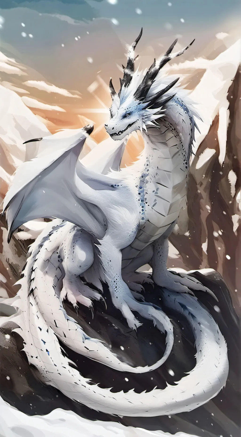 ai character: Snow dragon  background