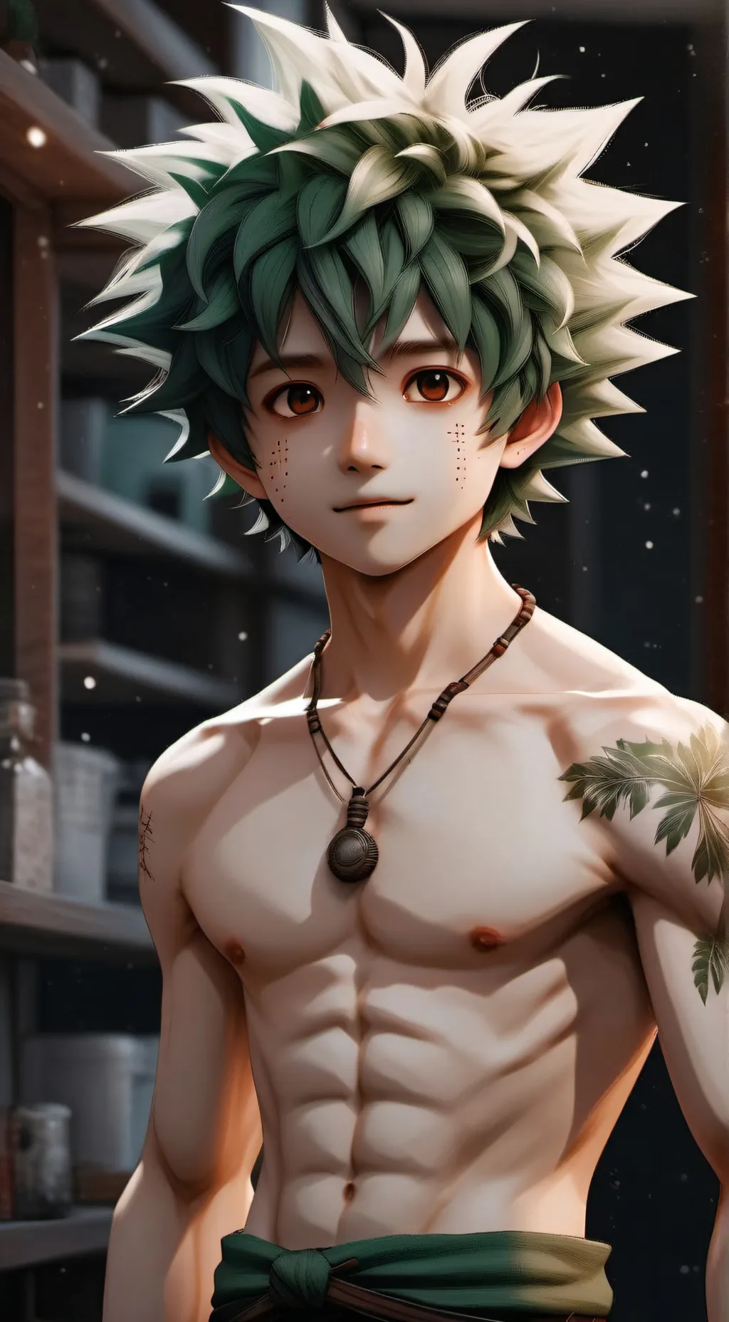 ai character: shirtless deku background