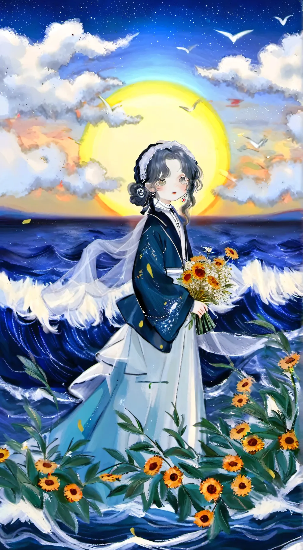 ai character: mha beach day background