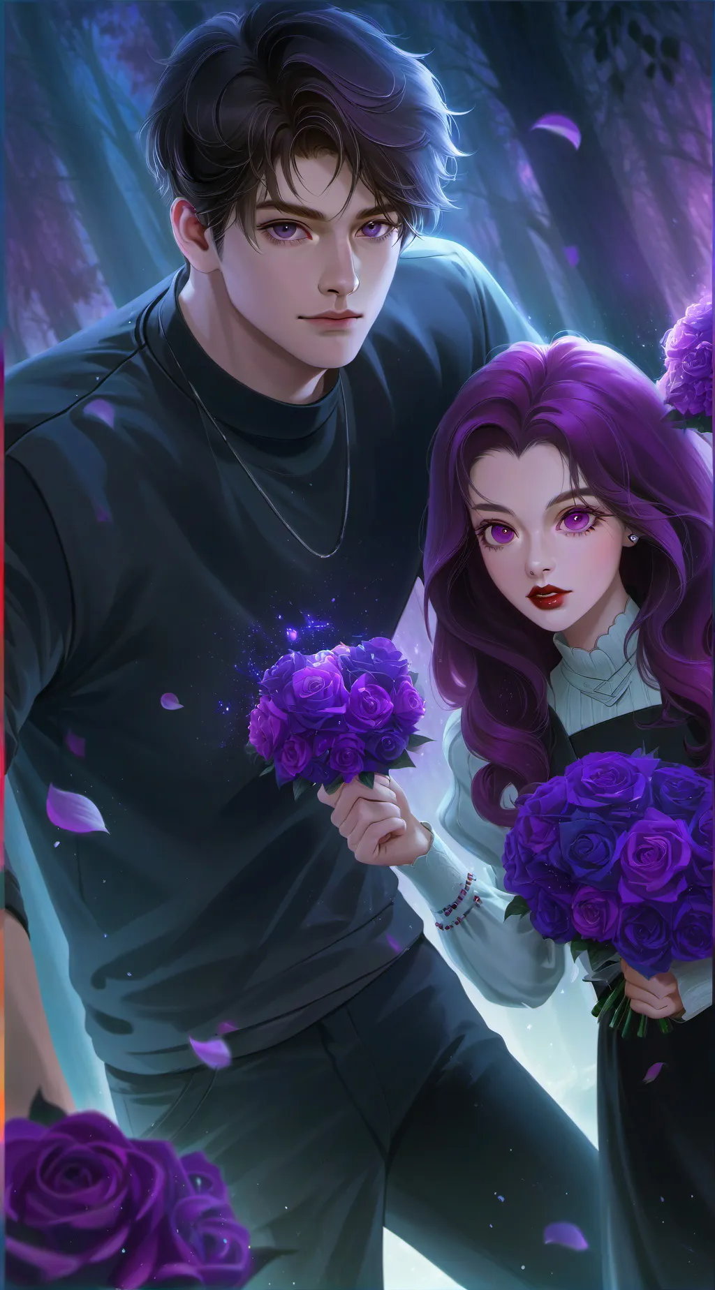 ai character: Emily and Ethan  background