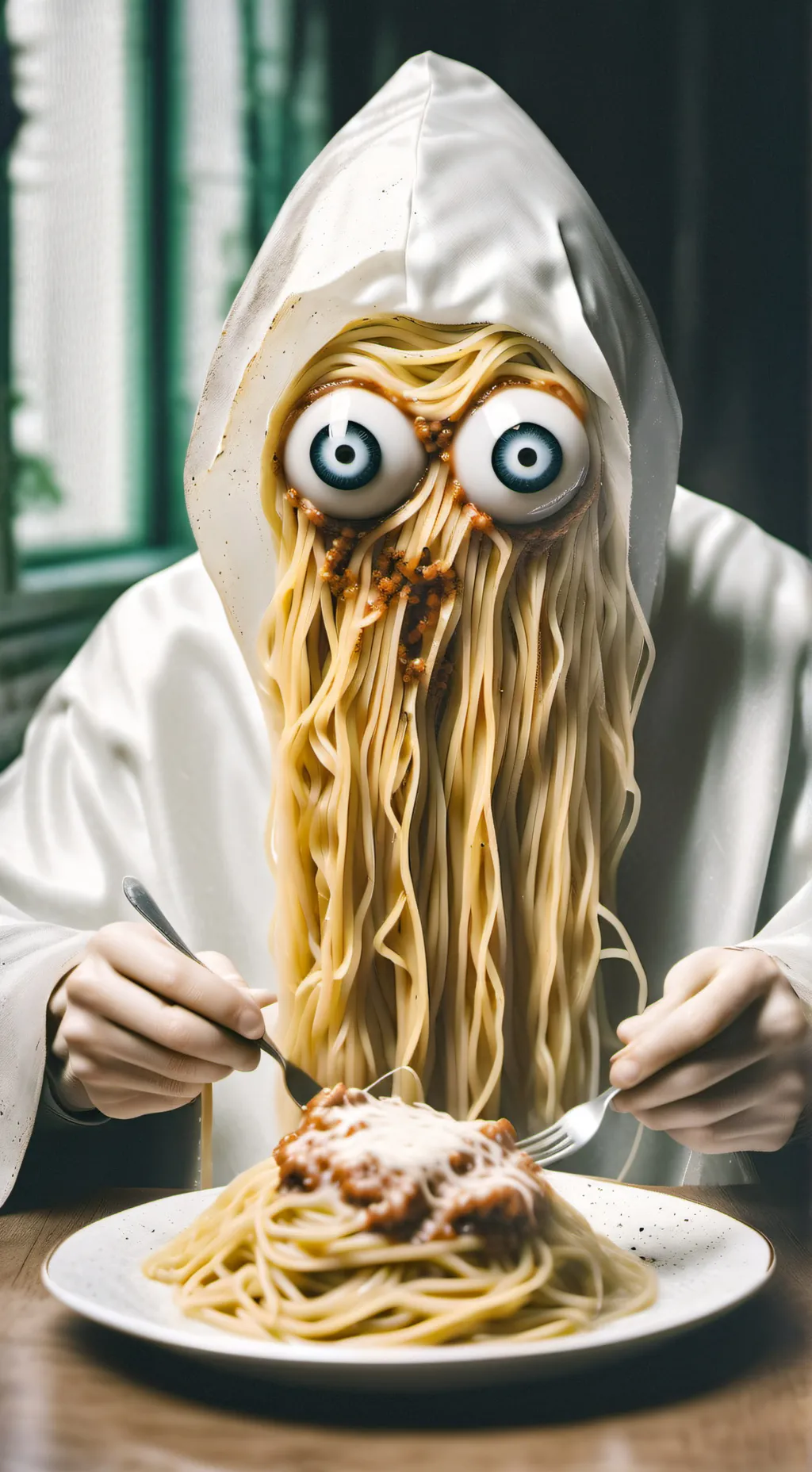 ai character: Spaghetti Cthulhu  background
