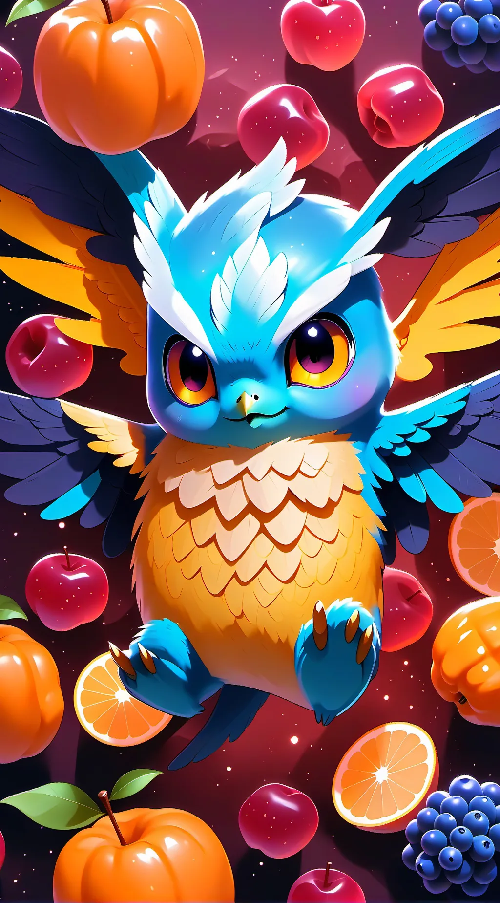 ai character: phoenix fruit background