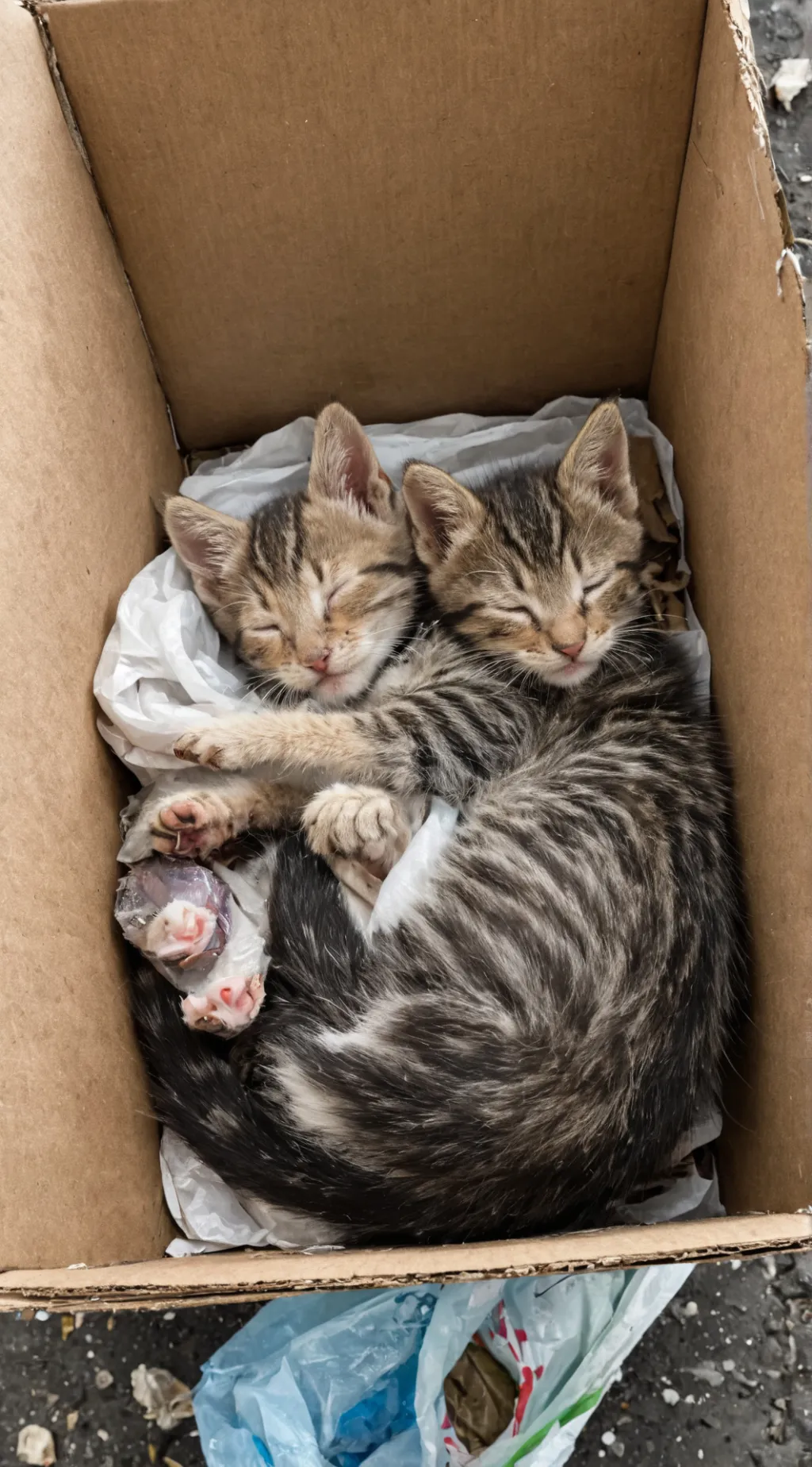 ai character: 2 Homeless Kitten background