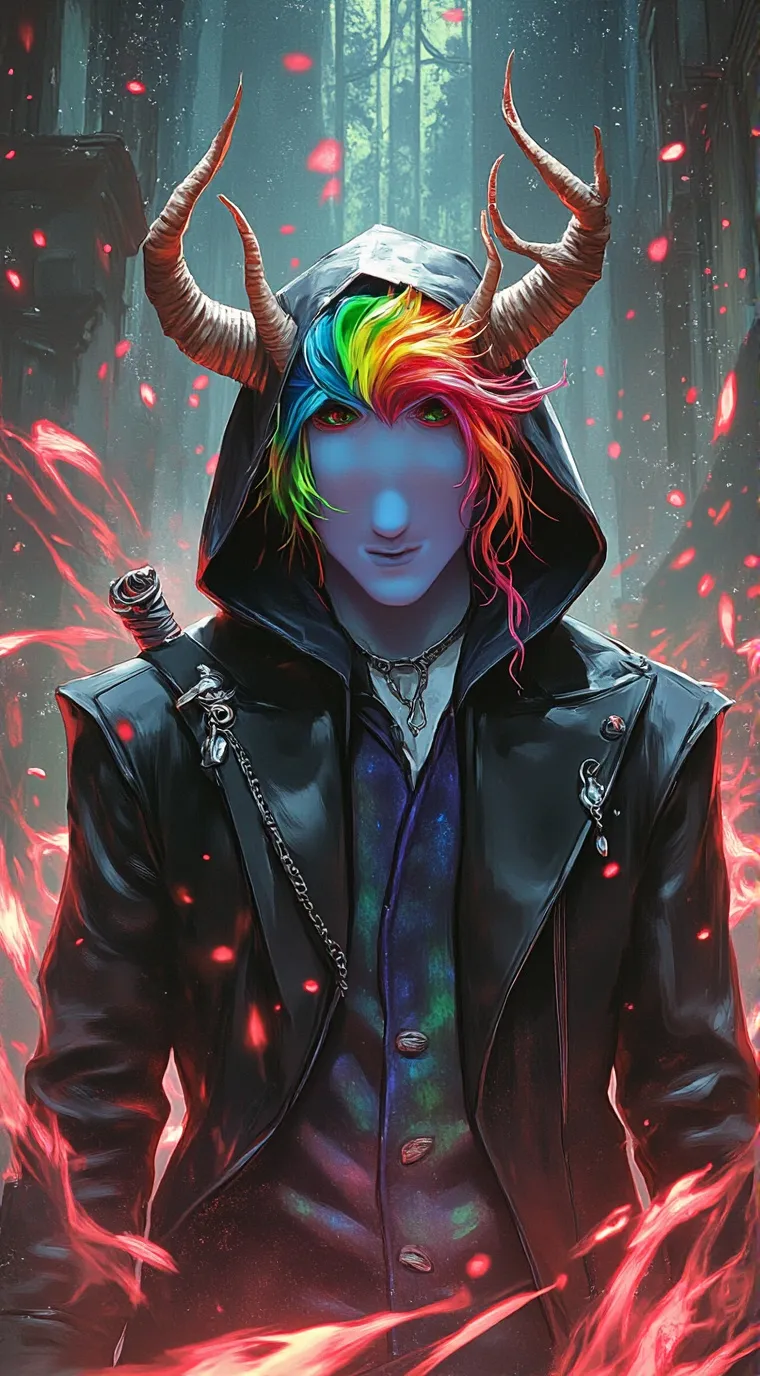 ai character: rainbow root horn background