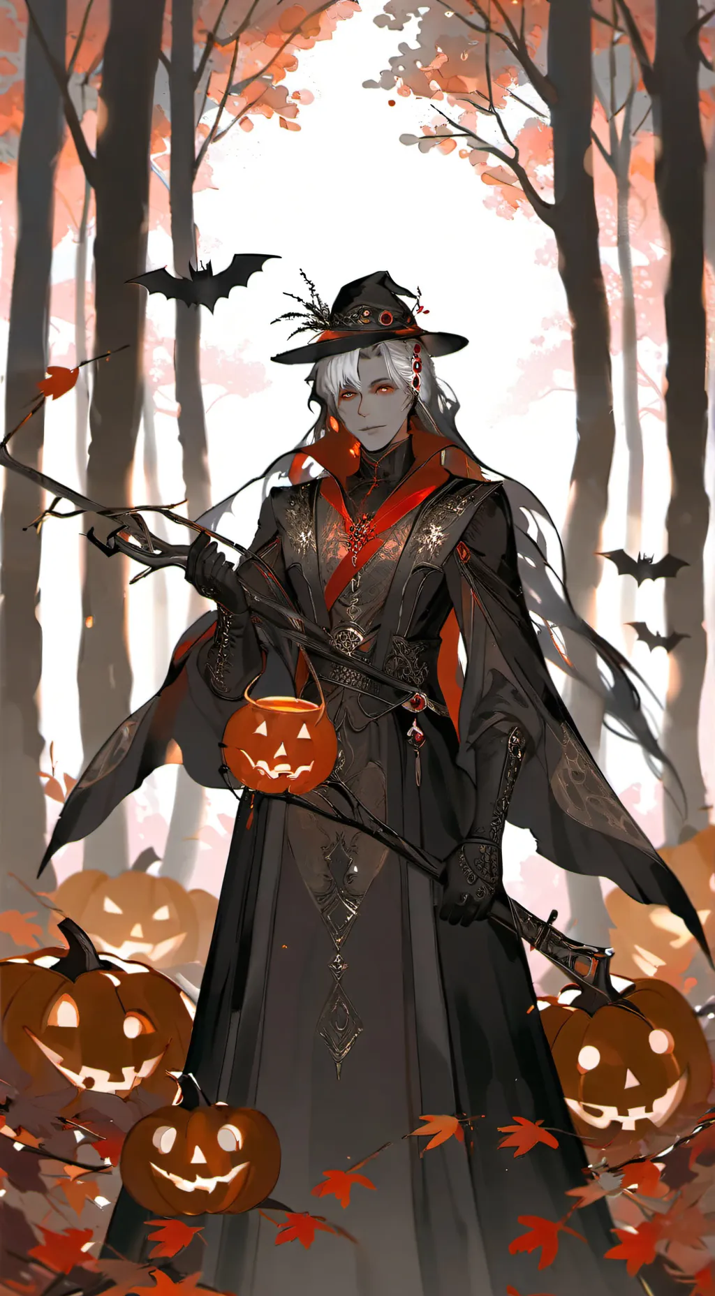 ai character: Hh Halloween background
