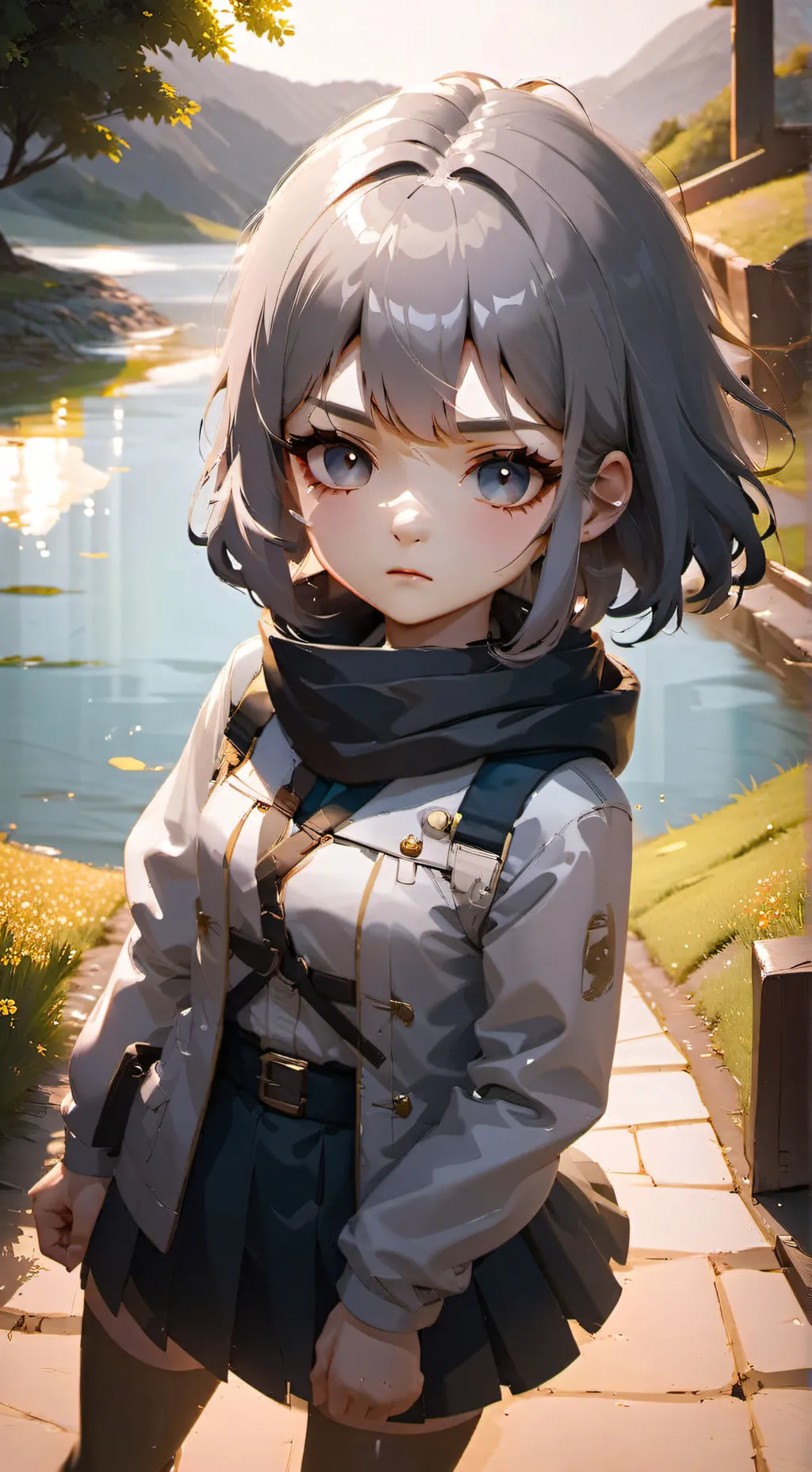 ai character: Grey background