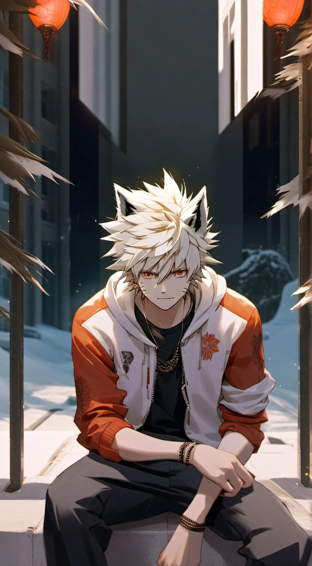 ai character: bakugo but a wolf background