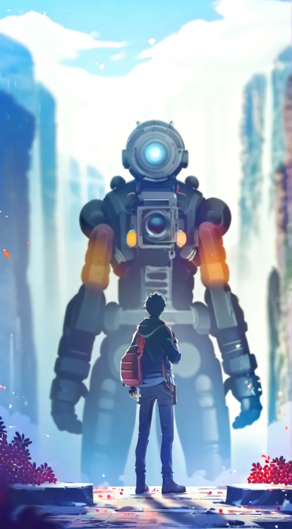 ai character: sus Titan camera  background