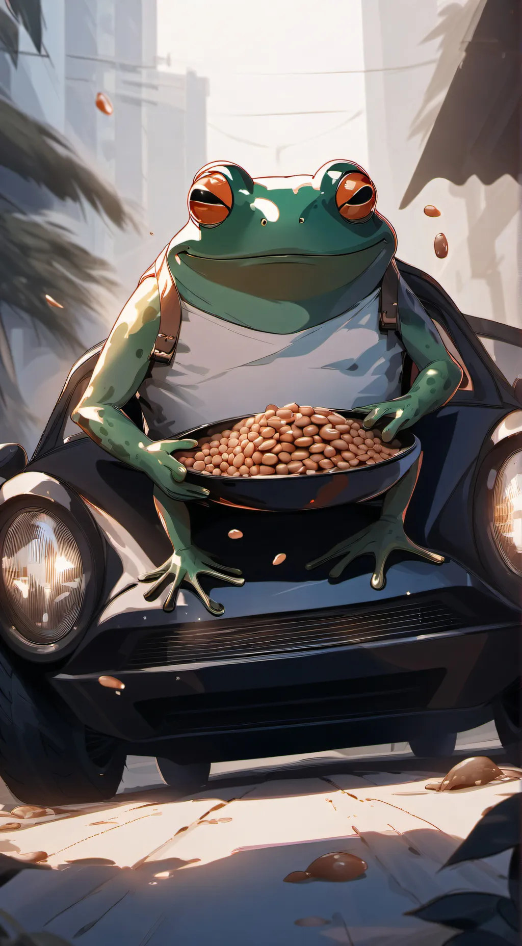 ai character: beans frog background