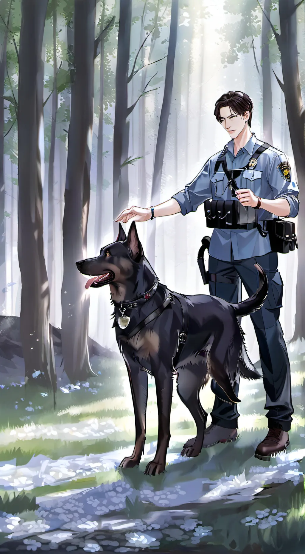 ai character: K-9 bravo  background