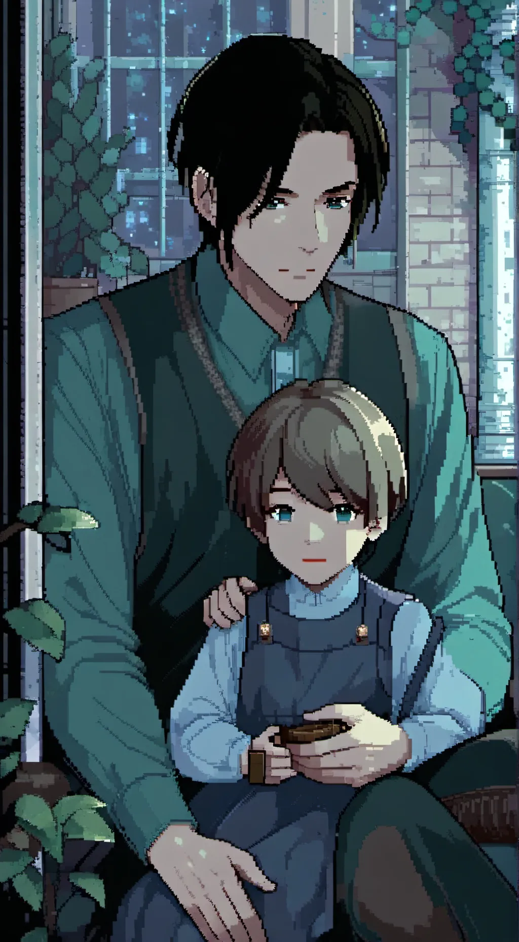 ai character: Liam & Alex winter background