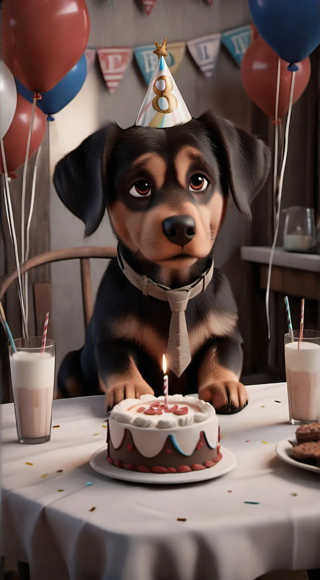 ai character: sad dog background