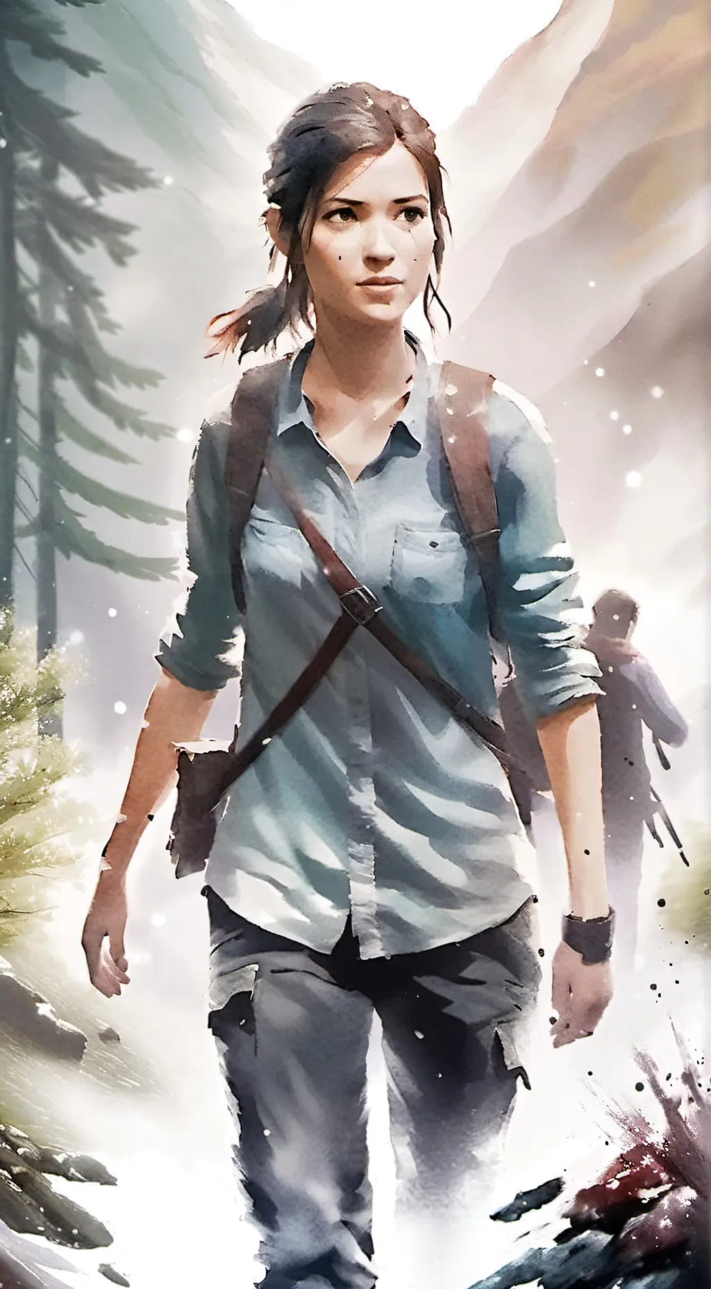 ai character: Ellie Williams  background