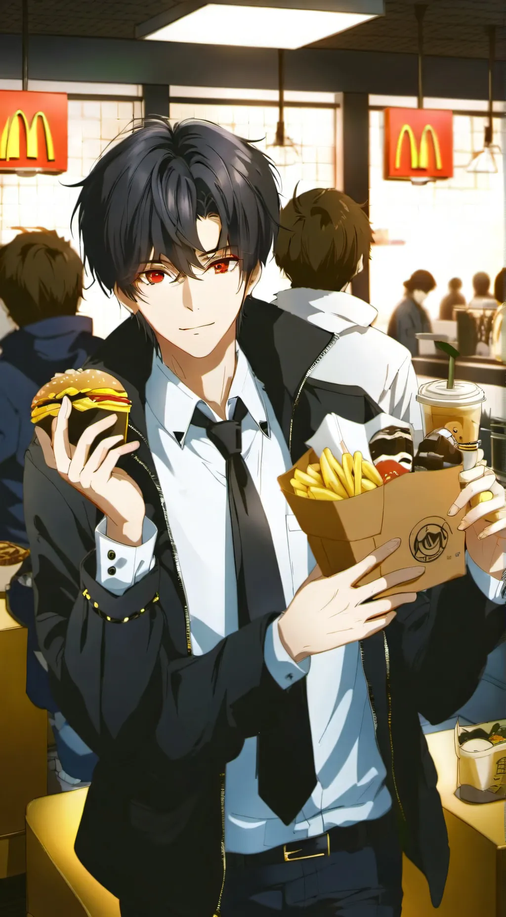 ai character: Order at McDonald background