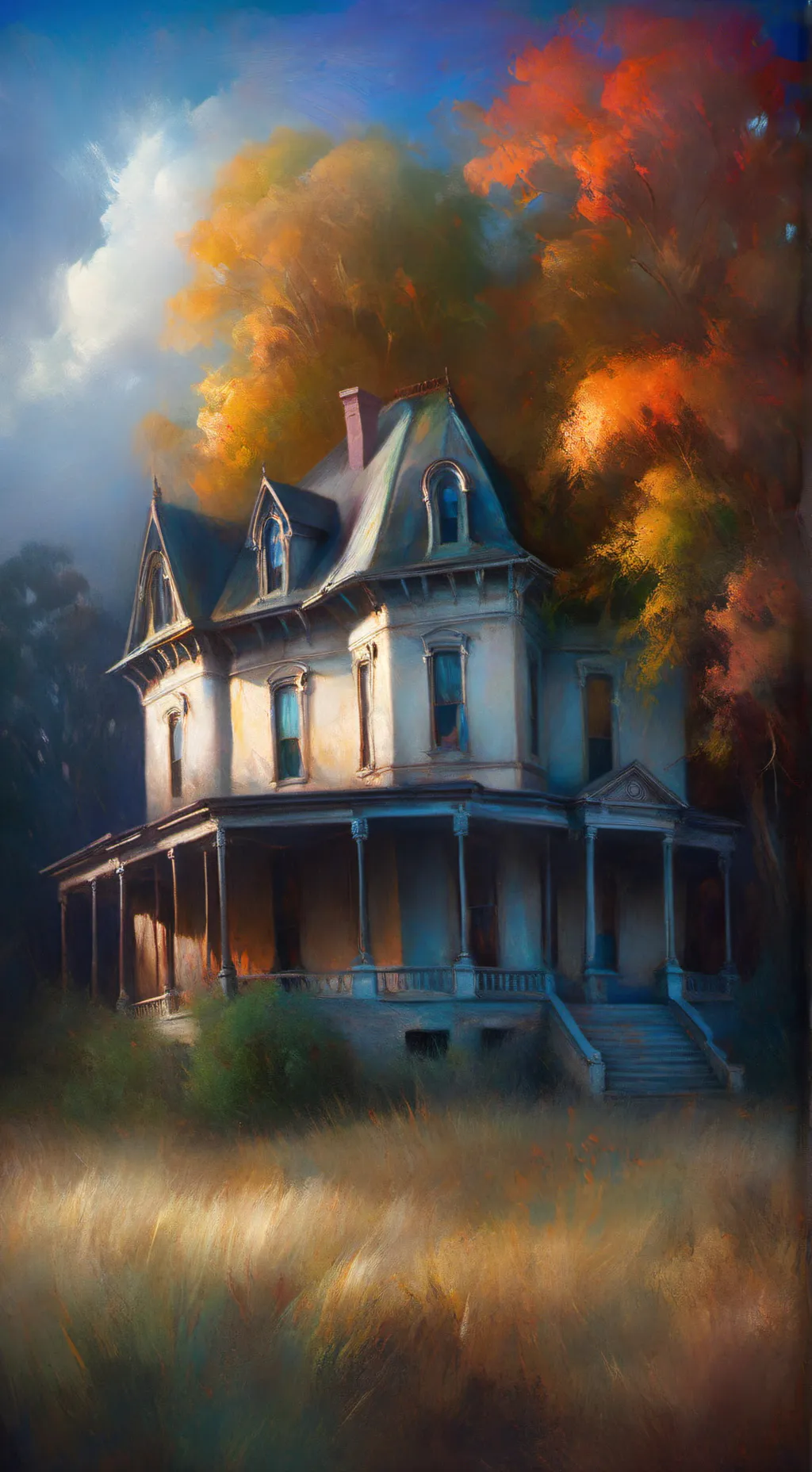 ai character: mha haunted House  background