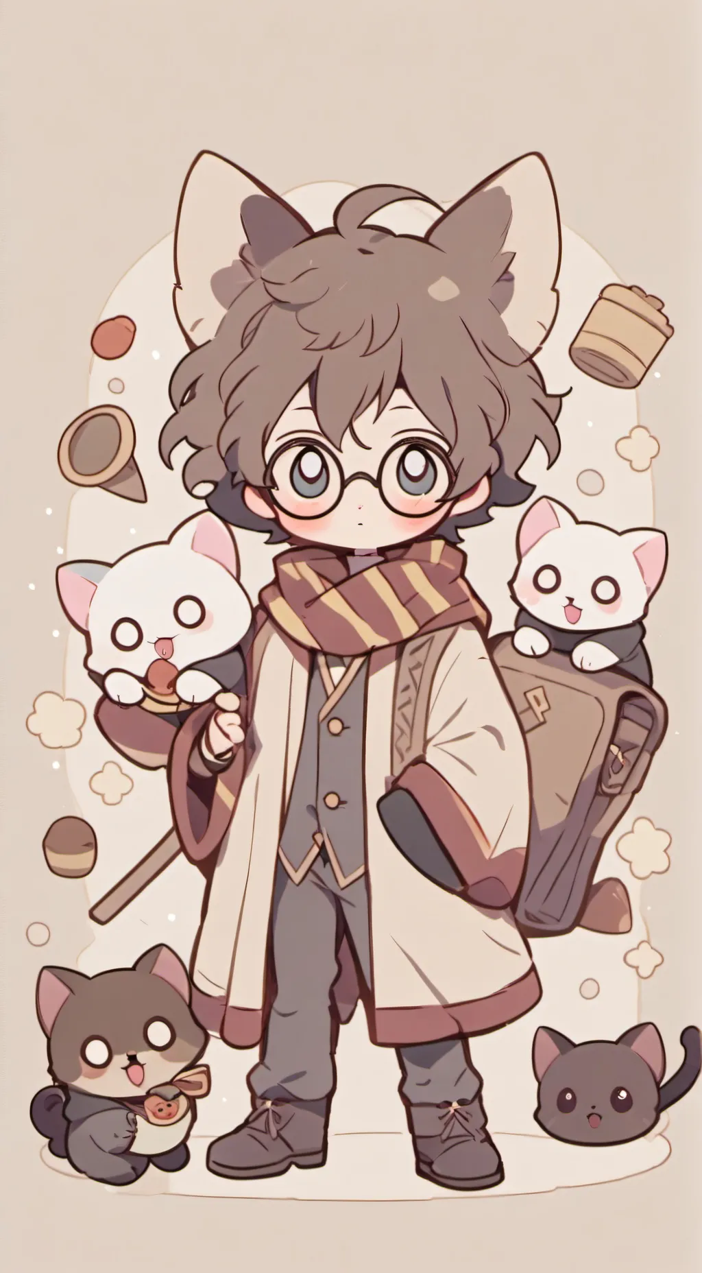 ai character: Cat Harry Potter  background