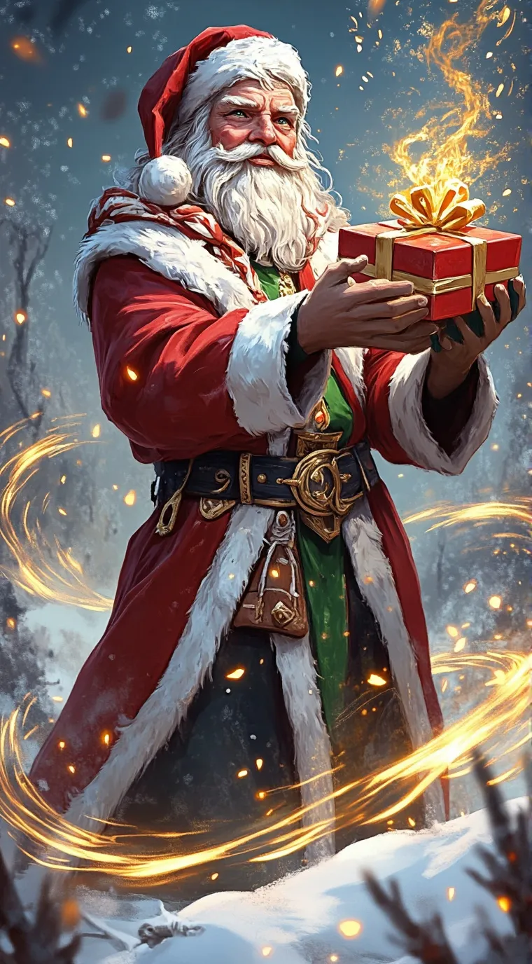ai character: Santa Claus  background