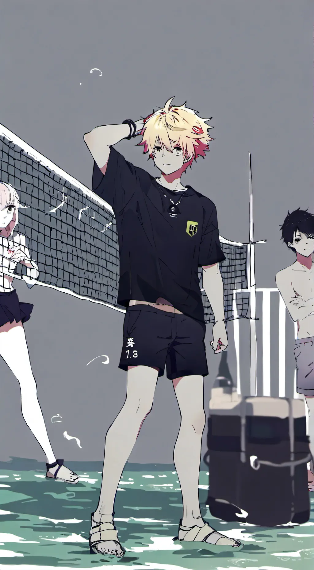 ai character: MHA beach background