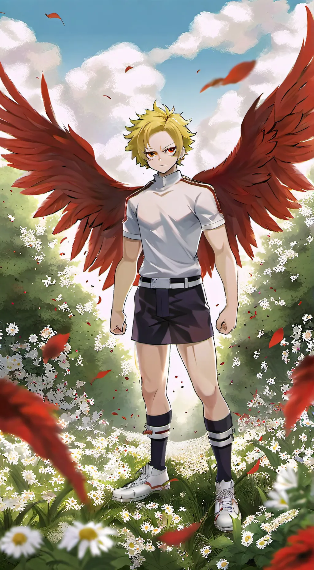 ai character: Pro hero Hawks background