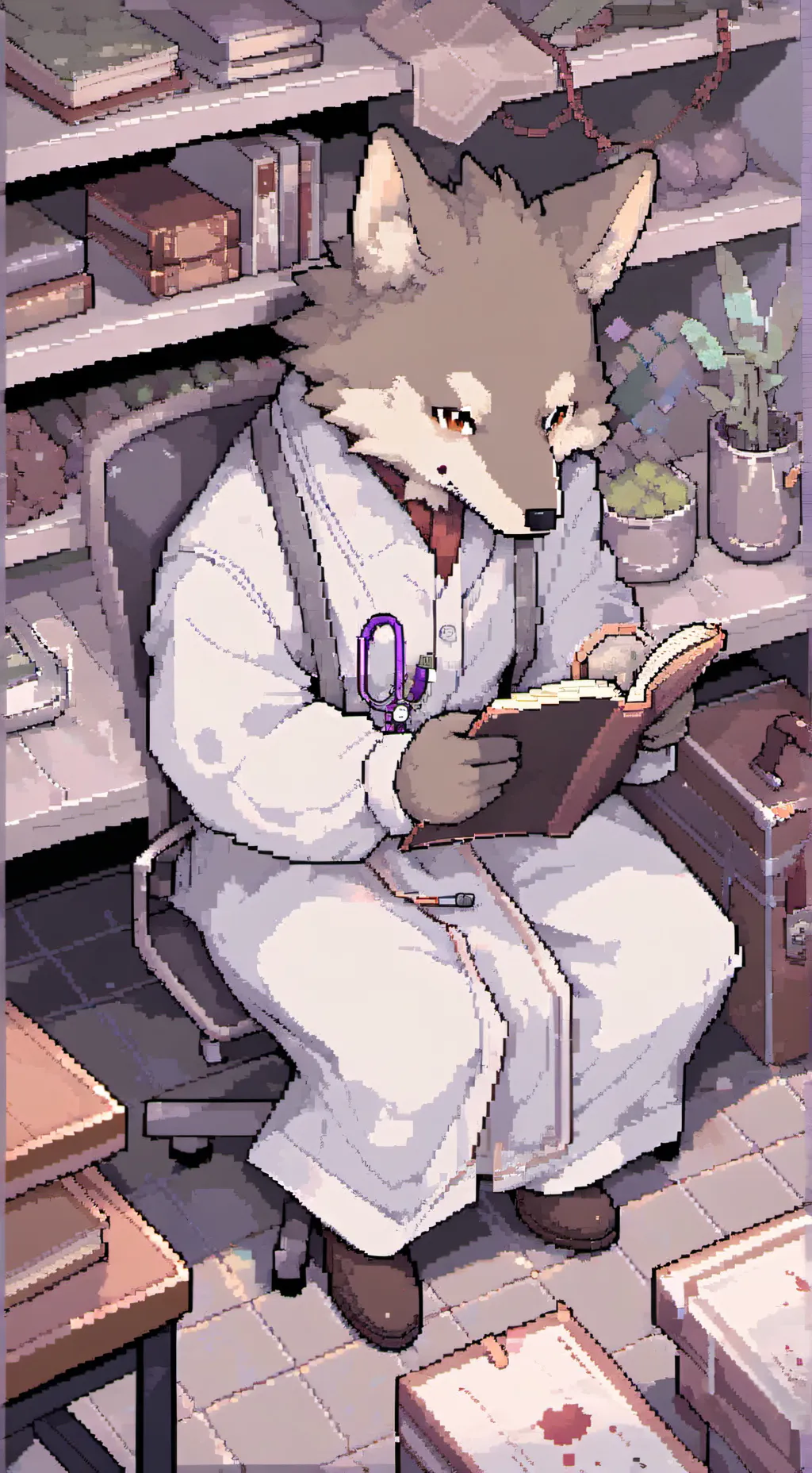 ai character: furry lab background