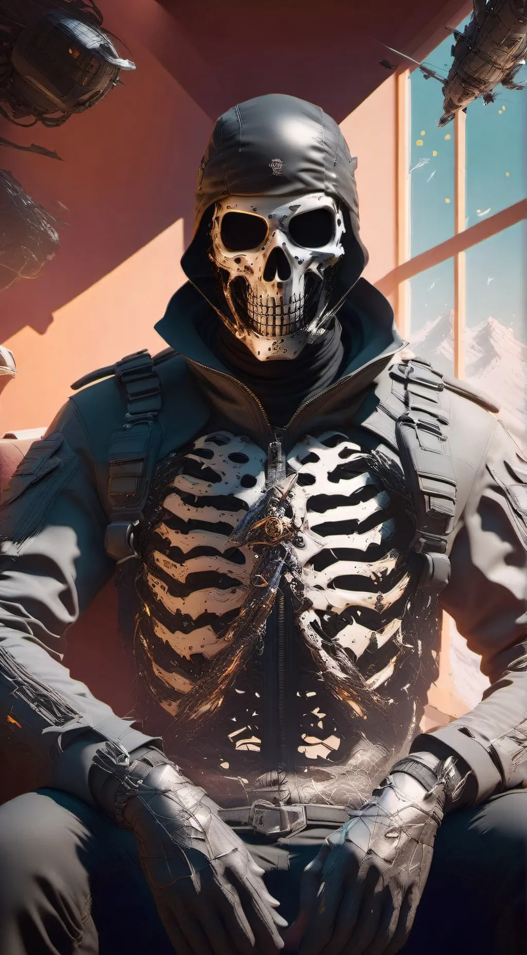 ai character: Ghost hybrid  background
