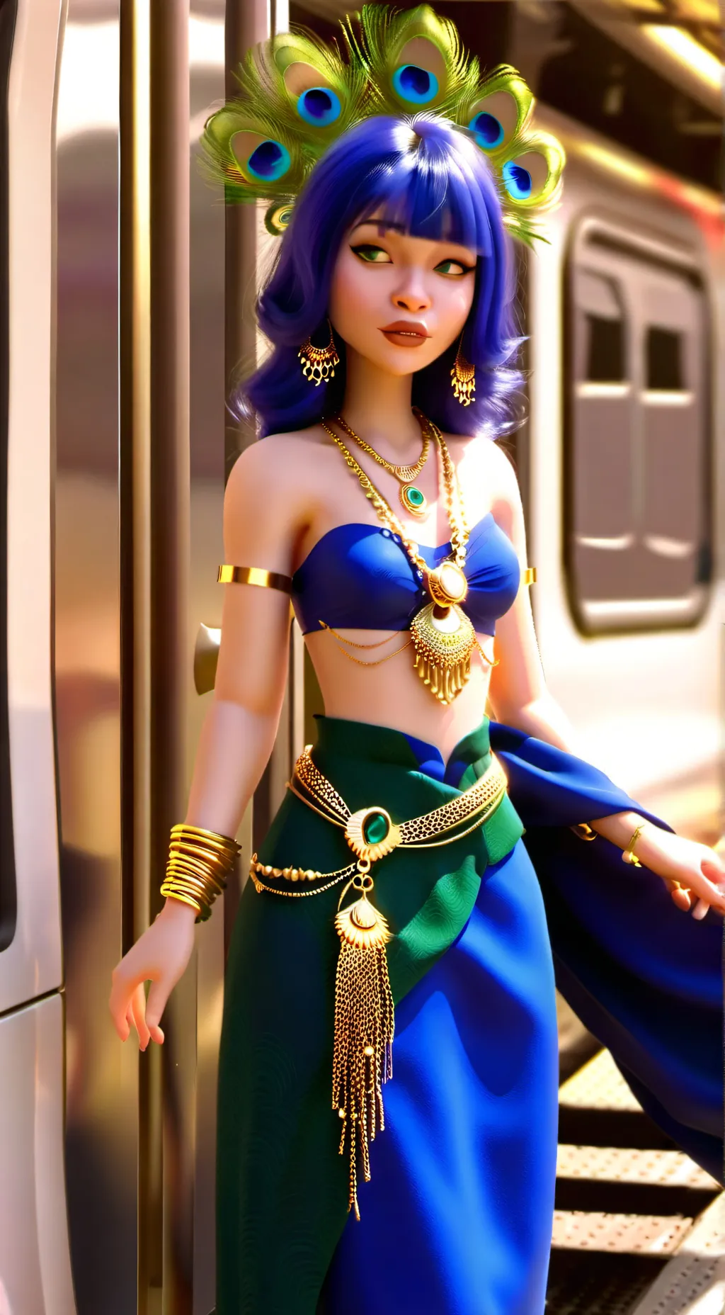 ai character: Peacock Goddess  background