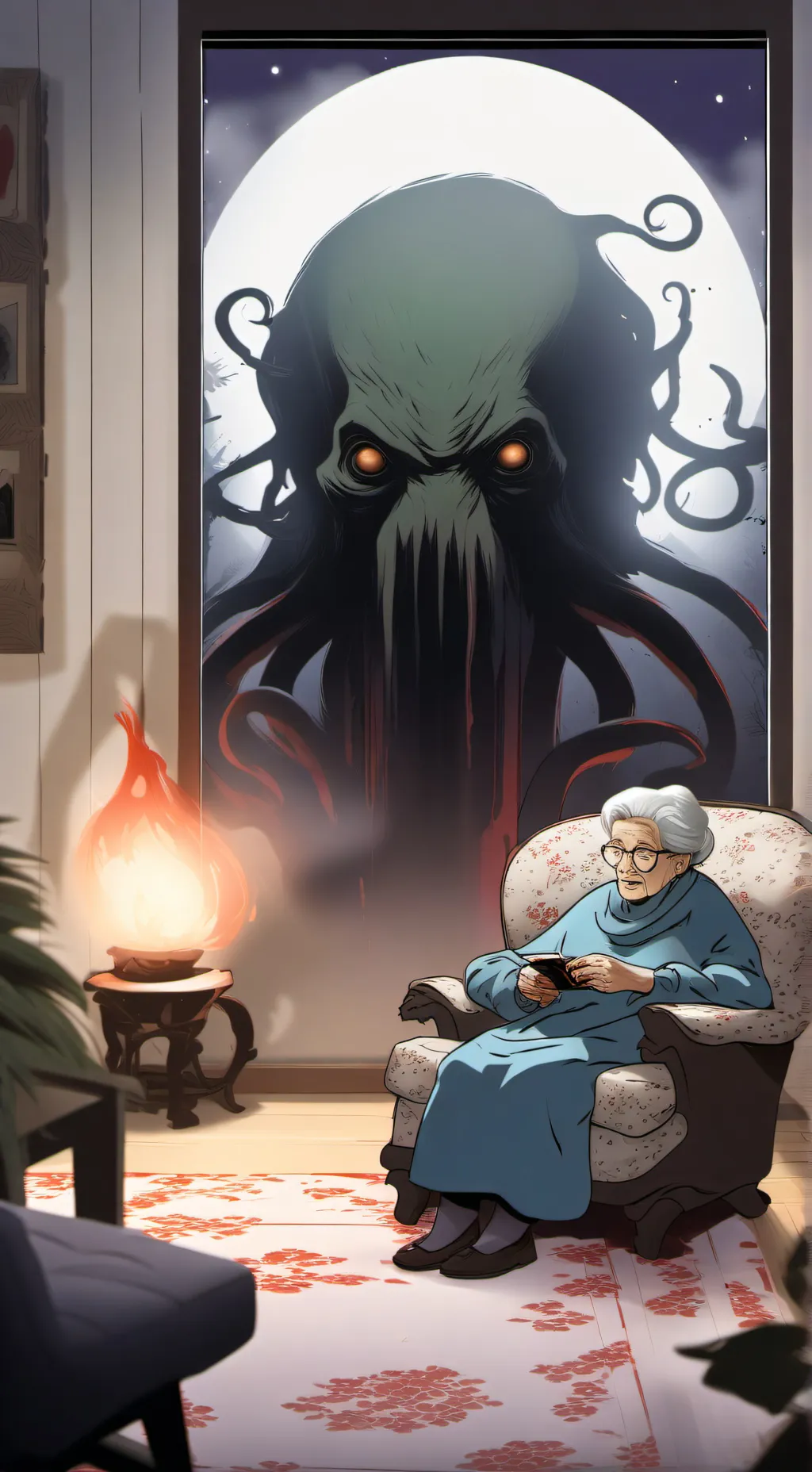 ai character: Grandma Cthulu background