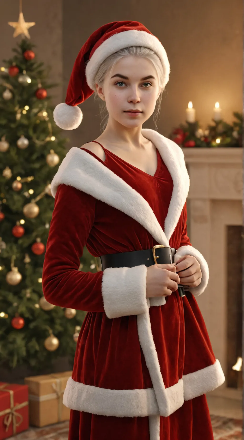 ai character: Samantha Claus ❤ background