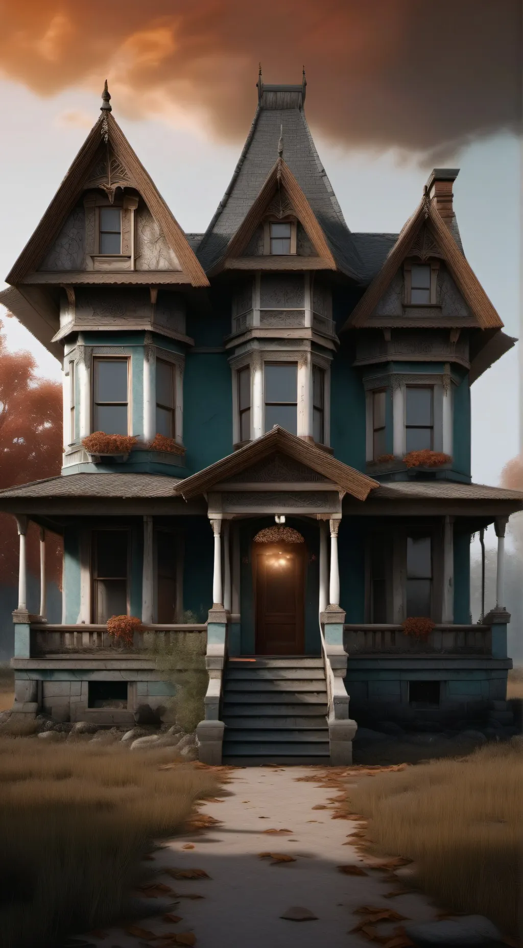 ai character: haunted house background