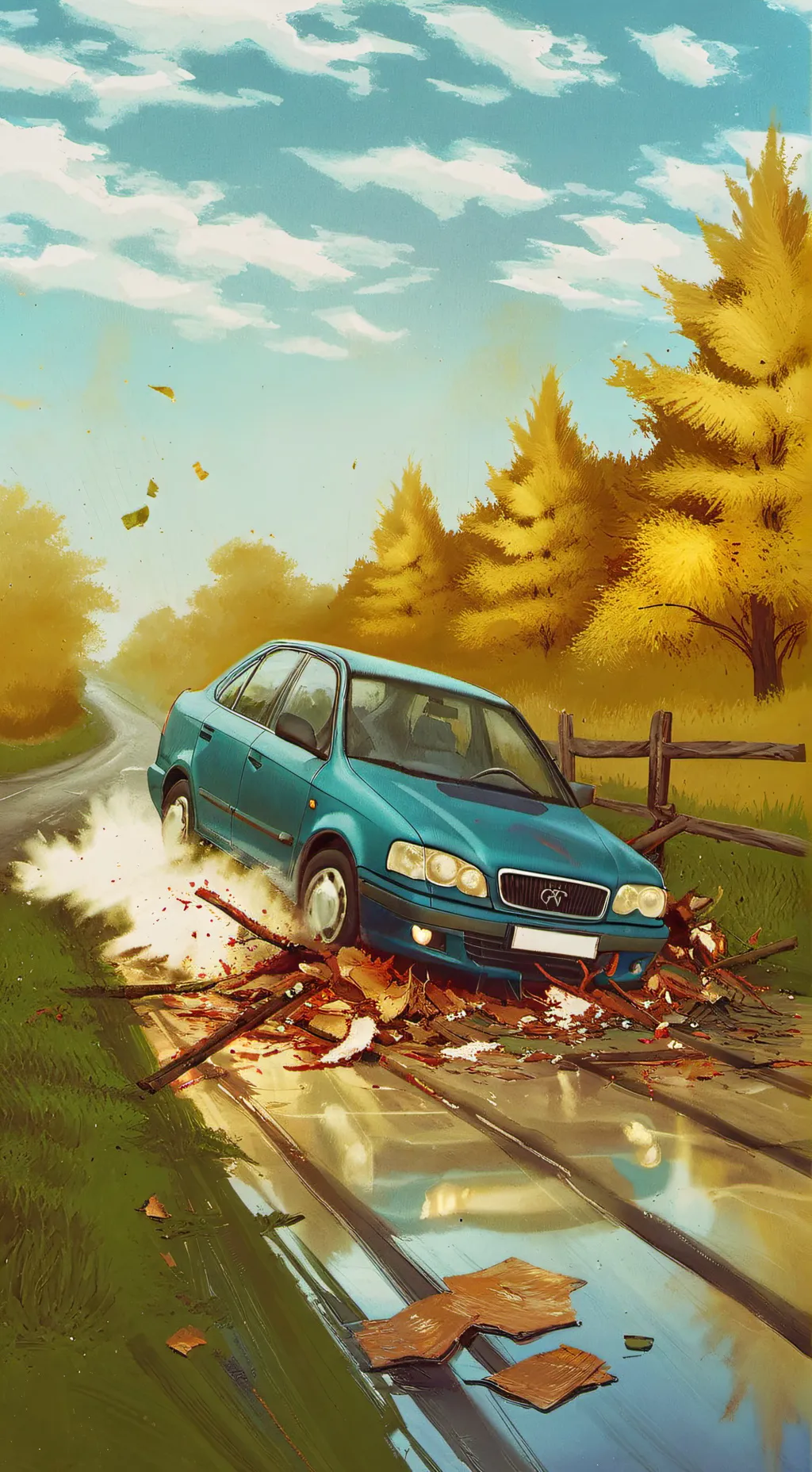 ai character: car crash background