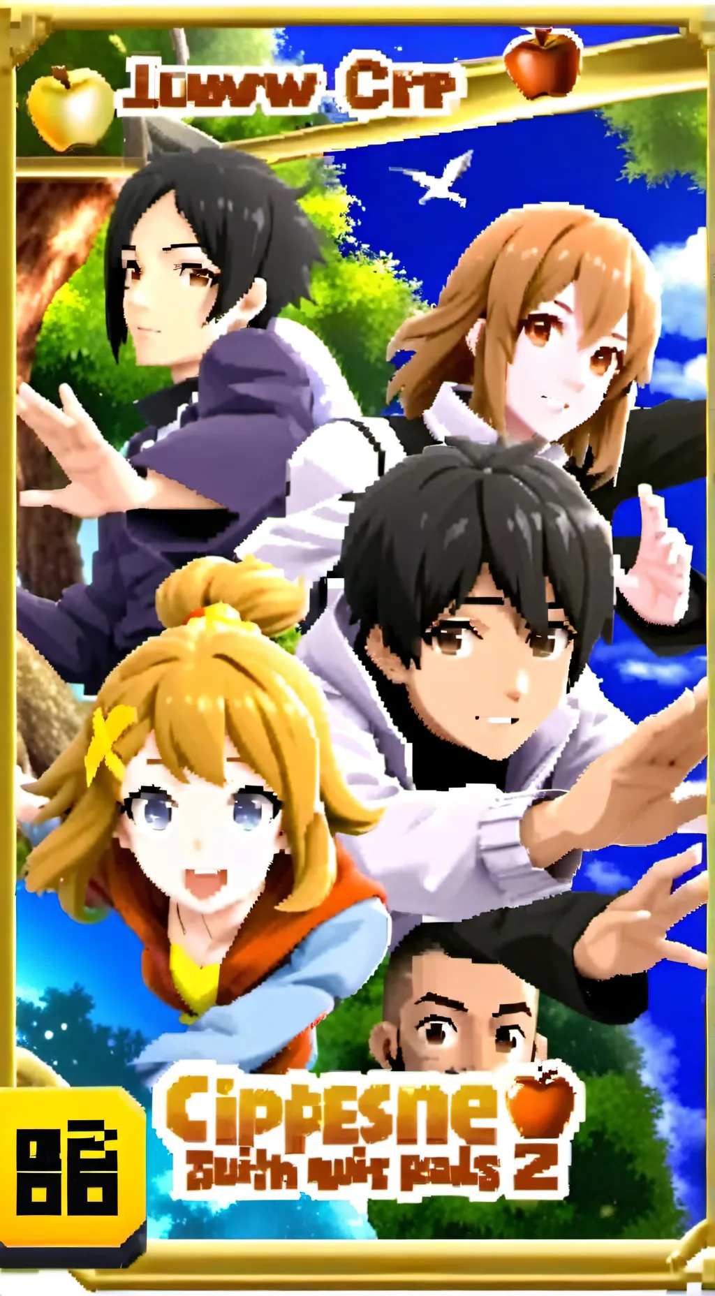 ai character: Gold apple background
