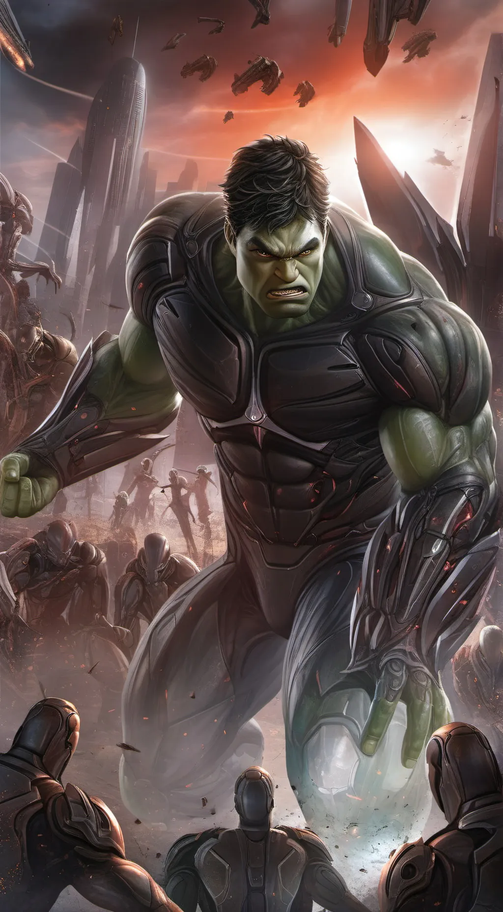ai character: avengers tower  background