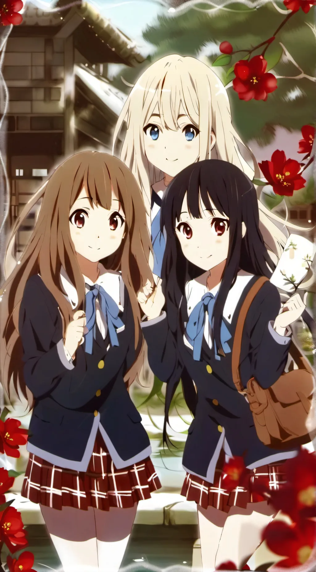 ai character: trio girl classmat background