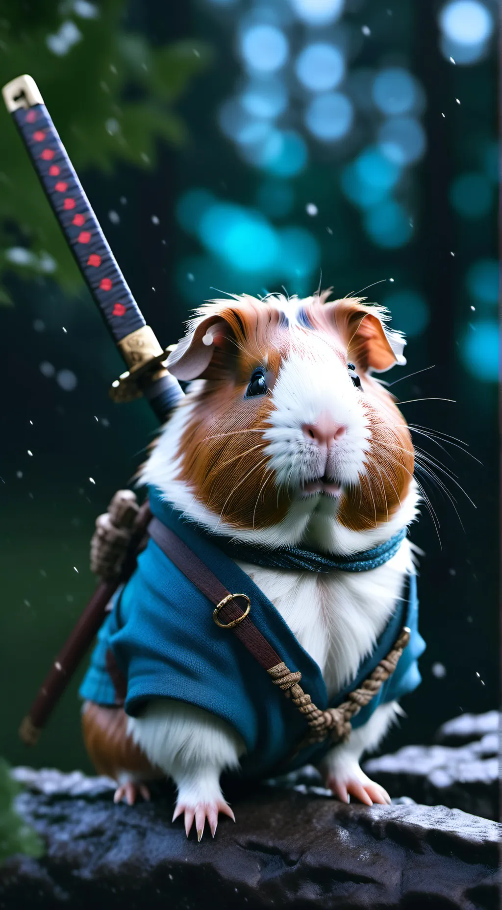 ai character: guinea pig samurai background