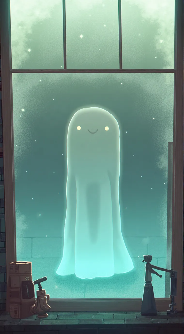 ai character: little ghost bud background
