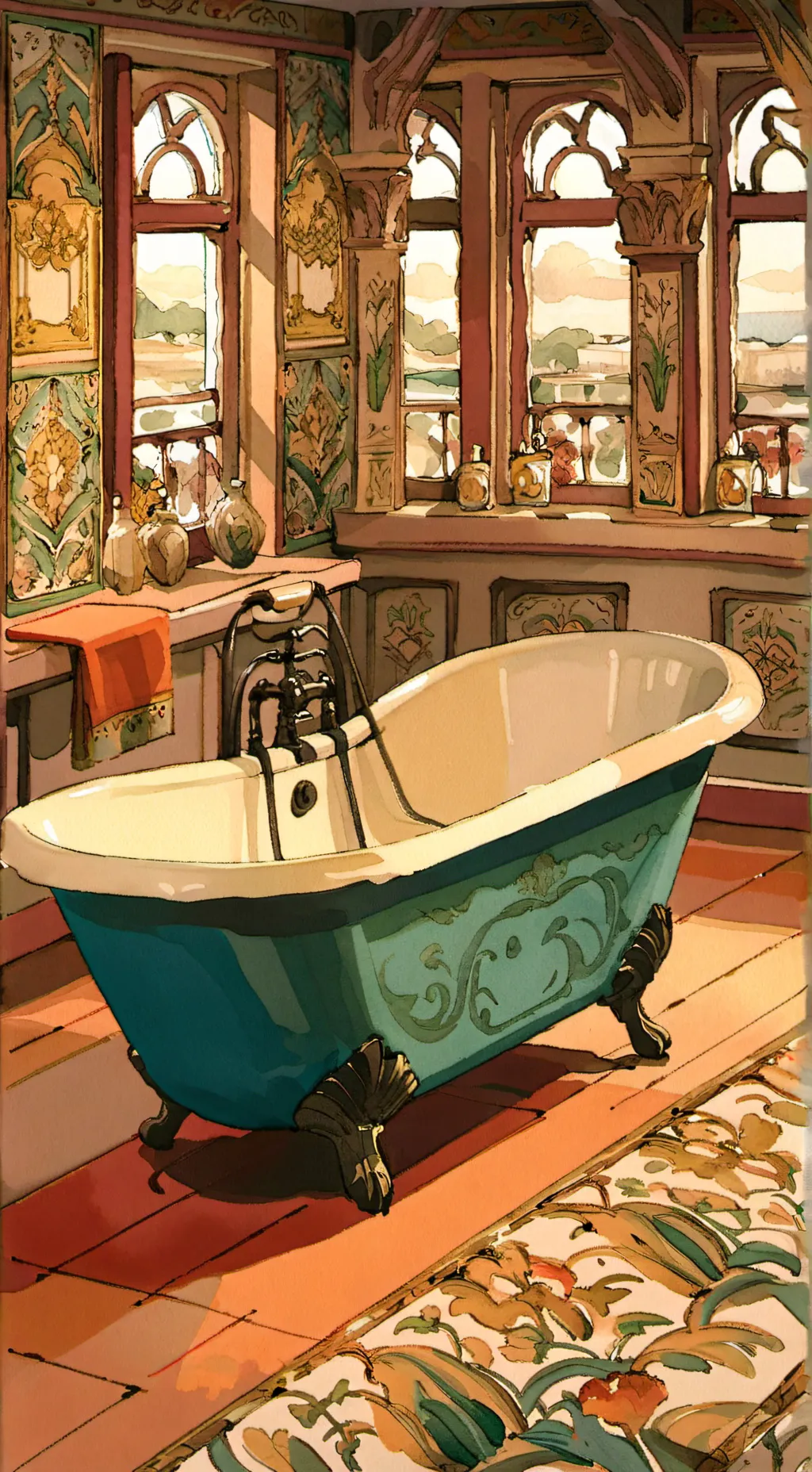 ai character: A gassy bath time! background