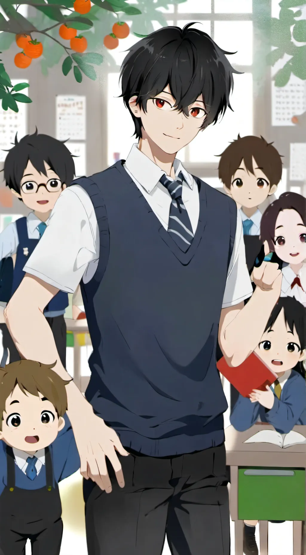 ai character: Day at school background