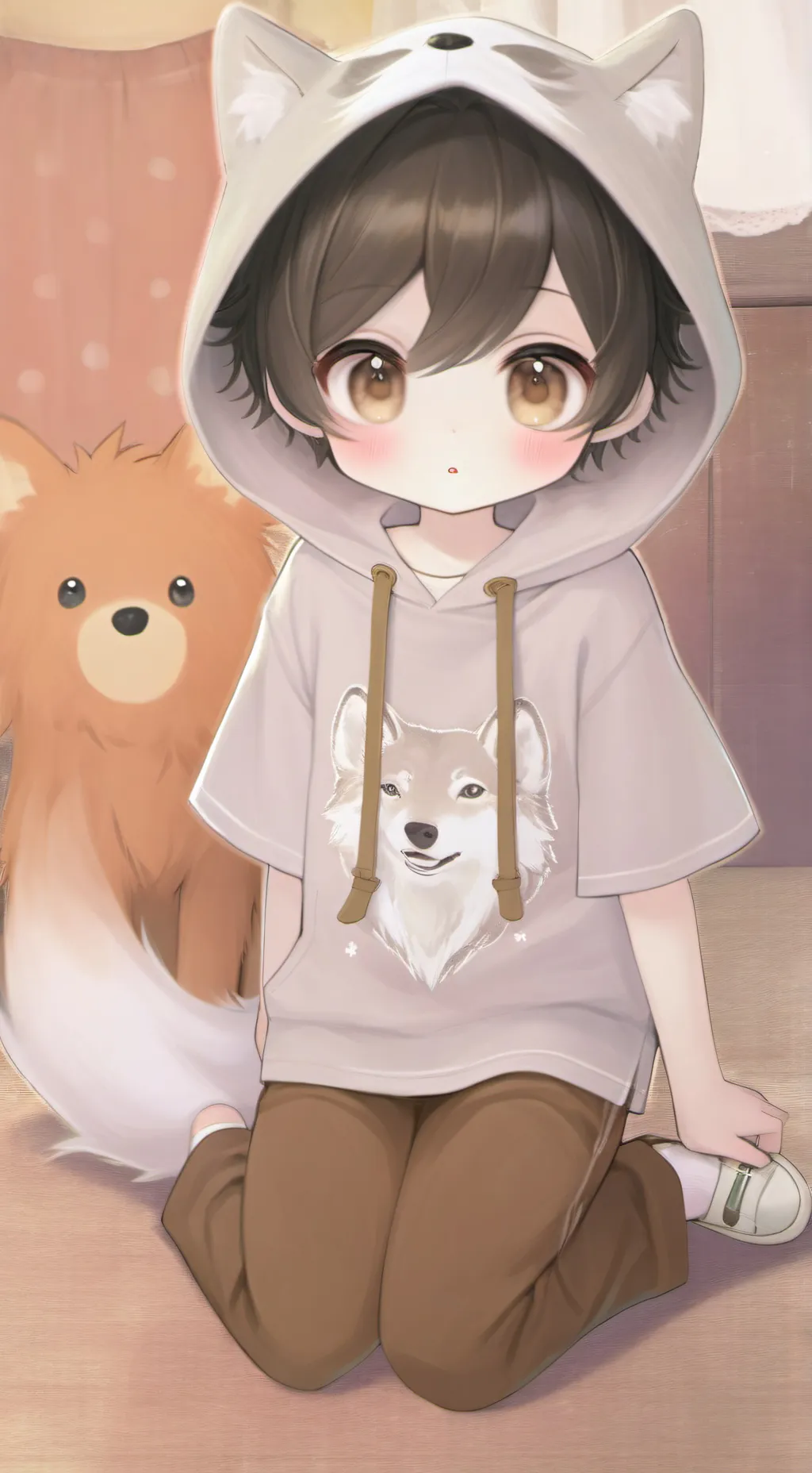 ai character: Linen background