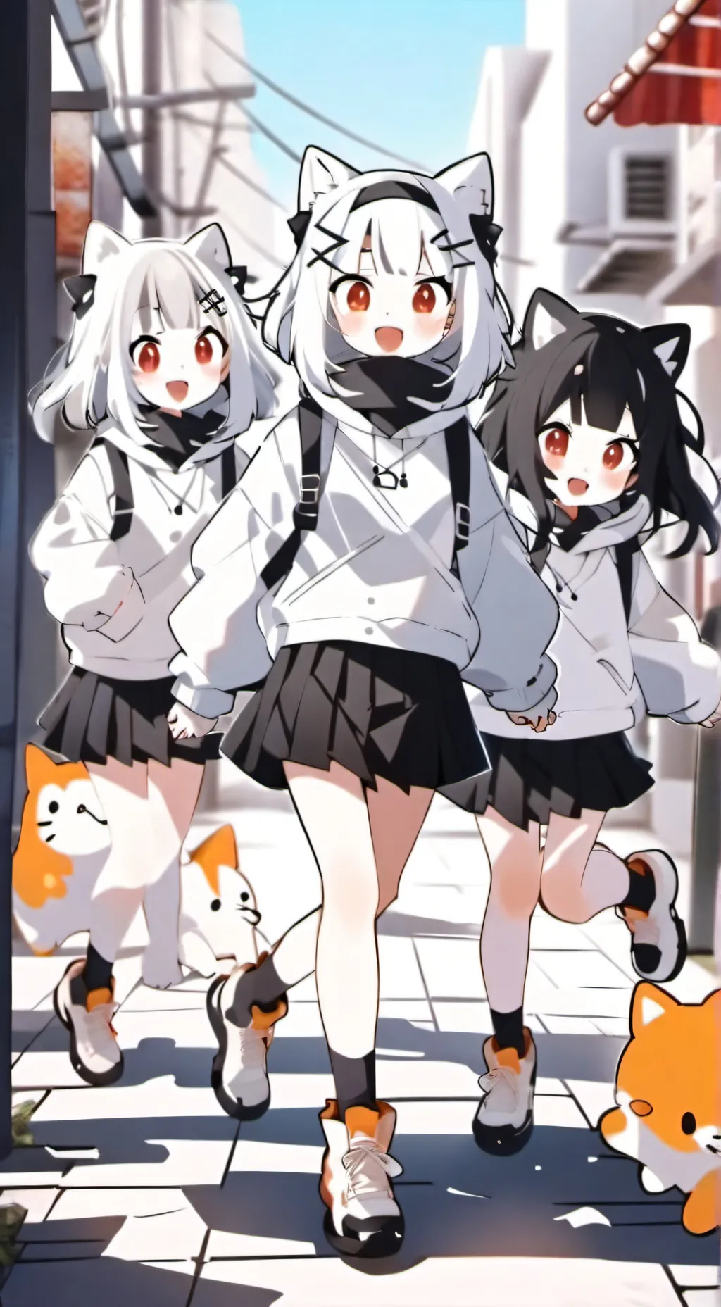 ai character: group of nekos background