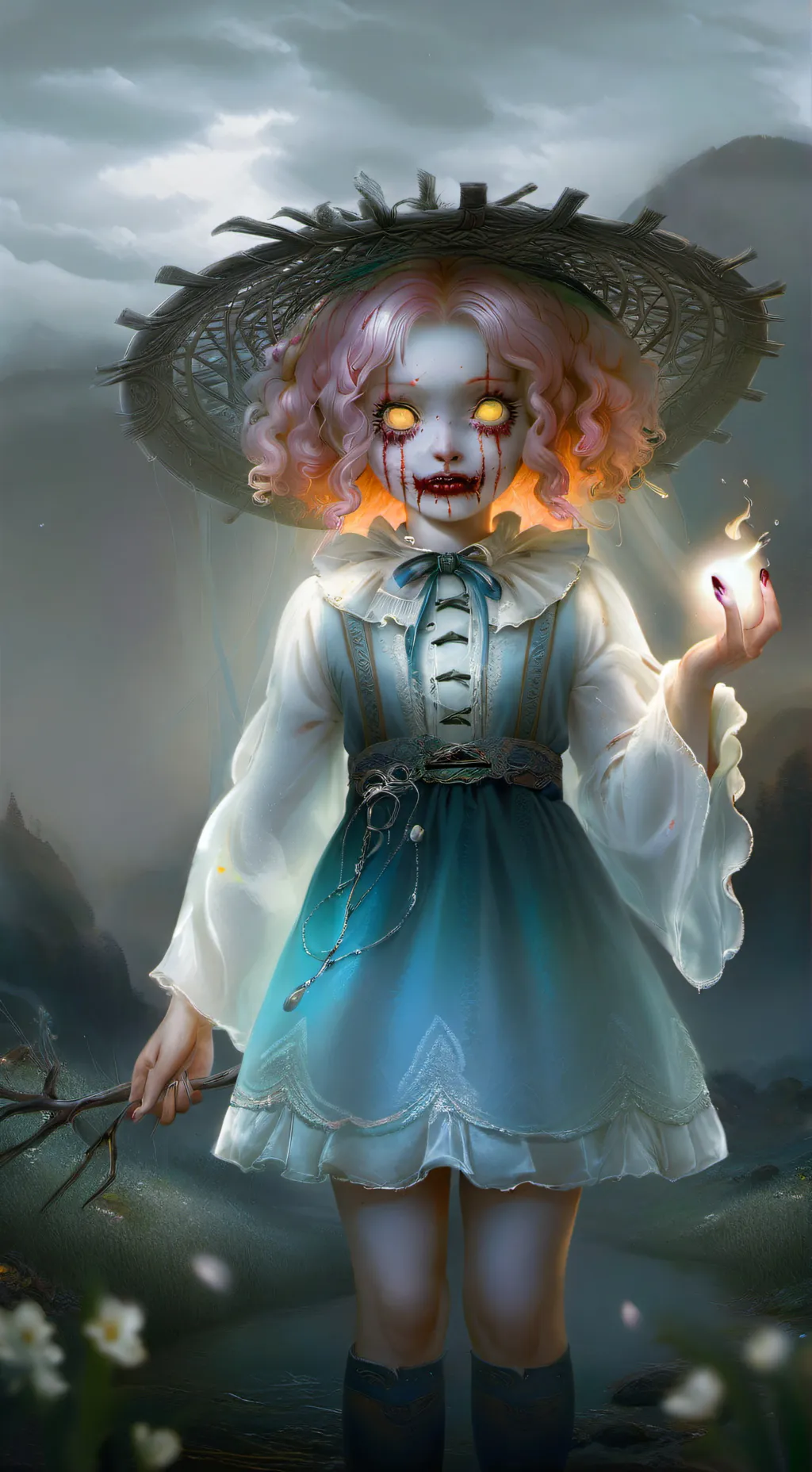 ai character: Wenda horror mode background