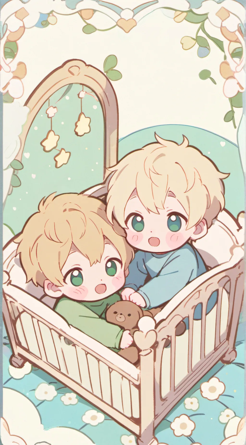 ai character: Baby toddler twins background