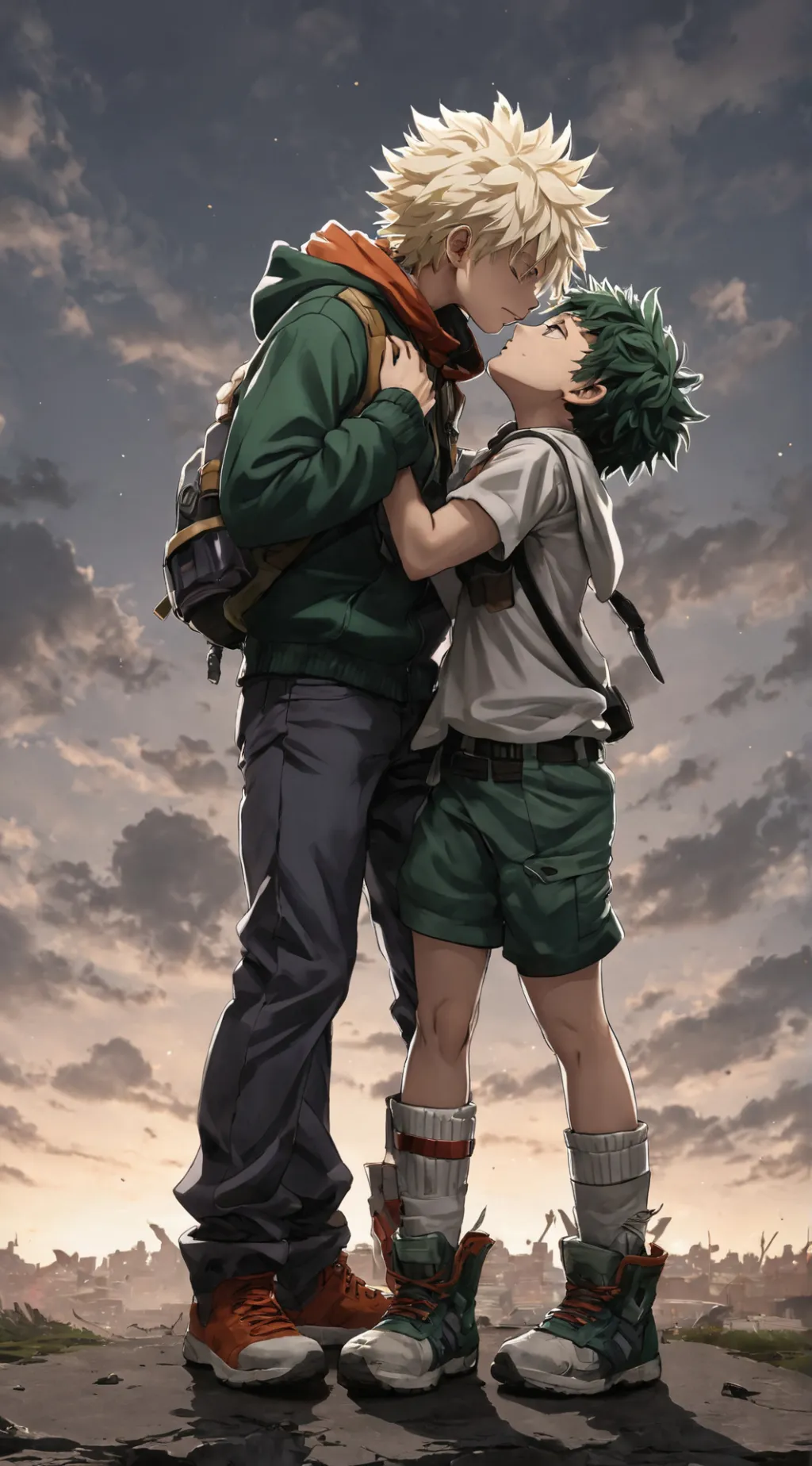 ai character: Bakugo and deku  background