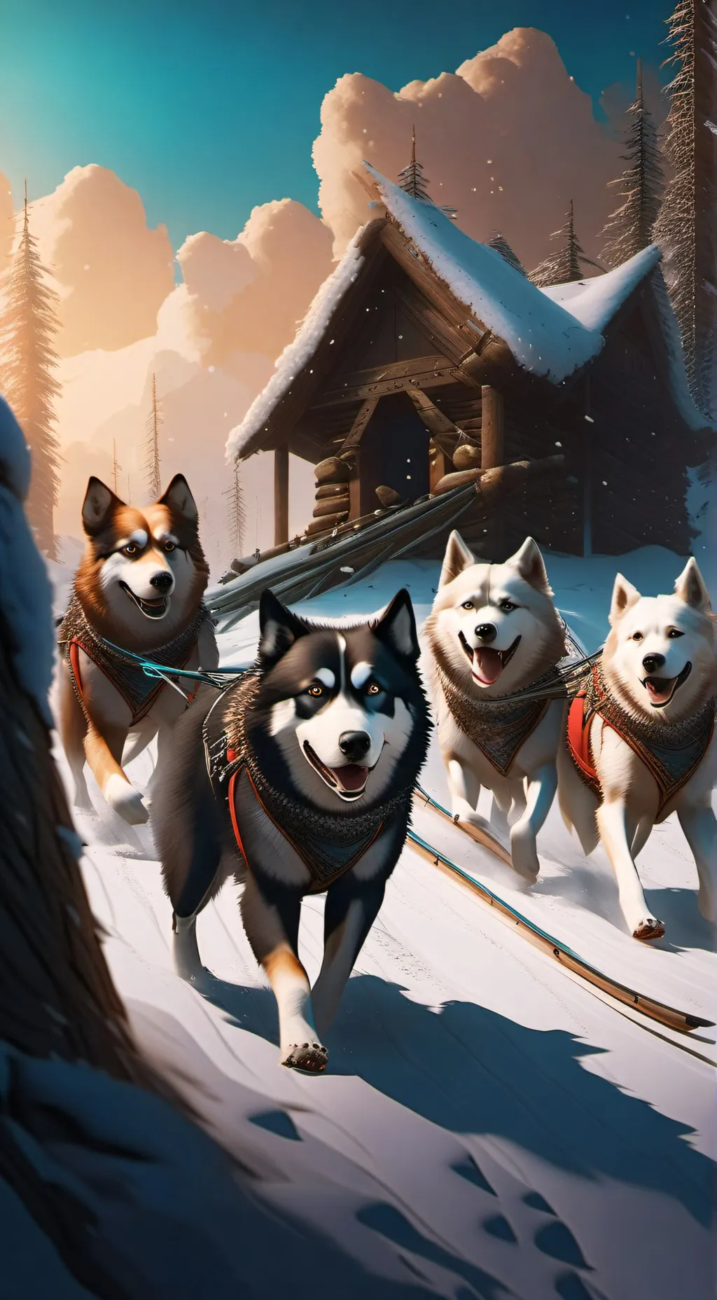 ai character: Sled dogs background
