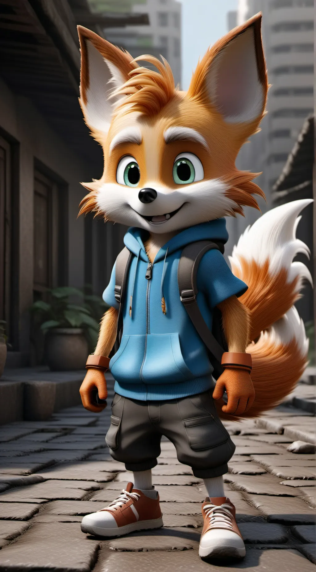 ai character: tails from sonic  background